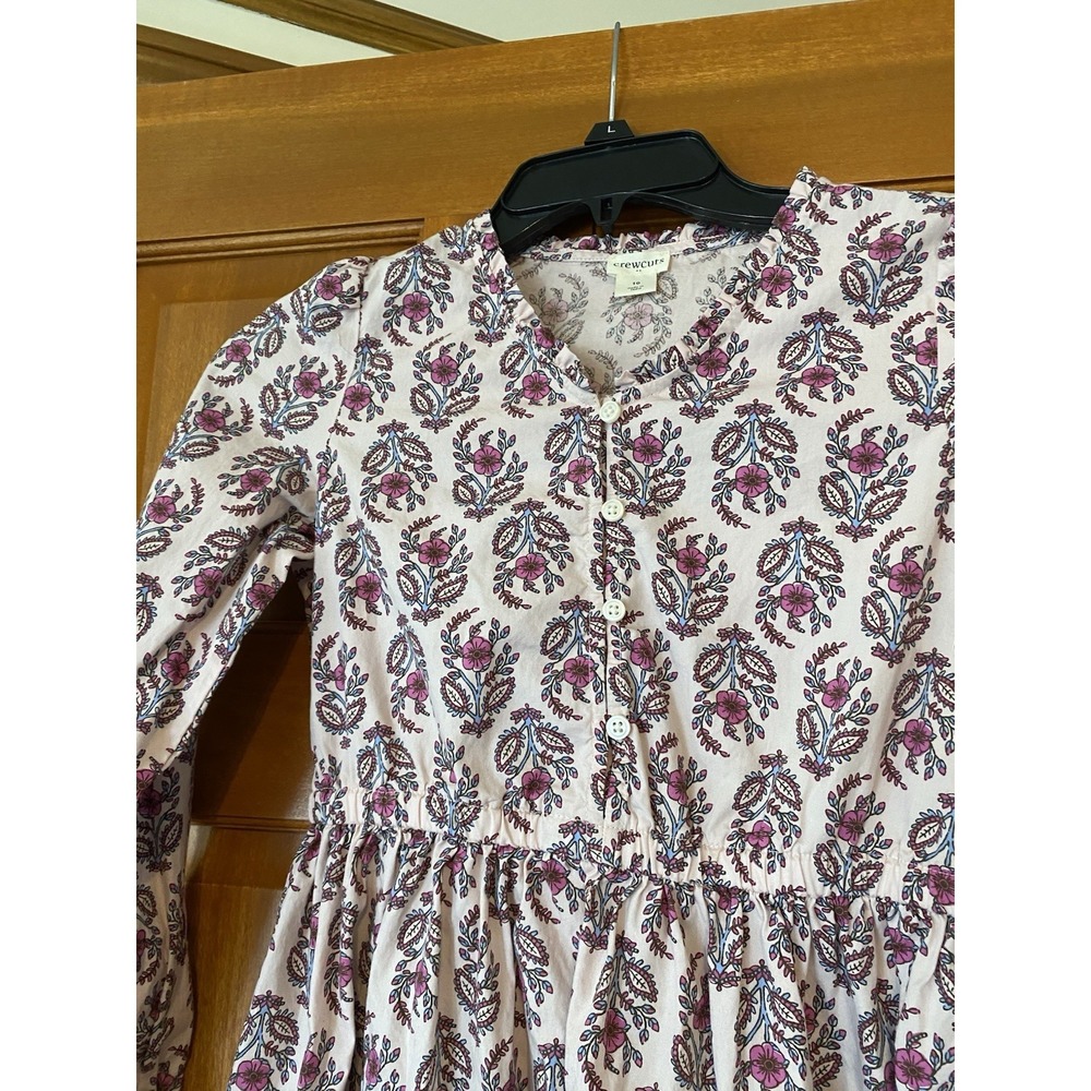Crewcuts Girls Tiered Dress 10 Cotton Ruffle Pink White Floral Long Sleeve